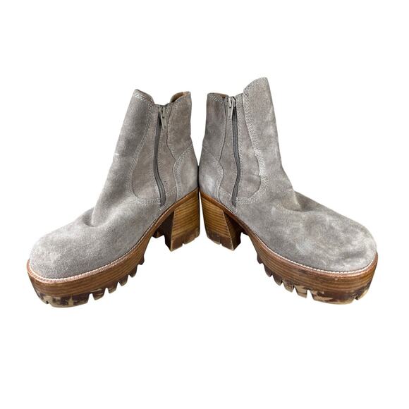 Jeffrey Campbell x Free People Grey Suede Chunky Heel Chelsea Boots 9M - Picture 11 of 11
